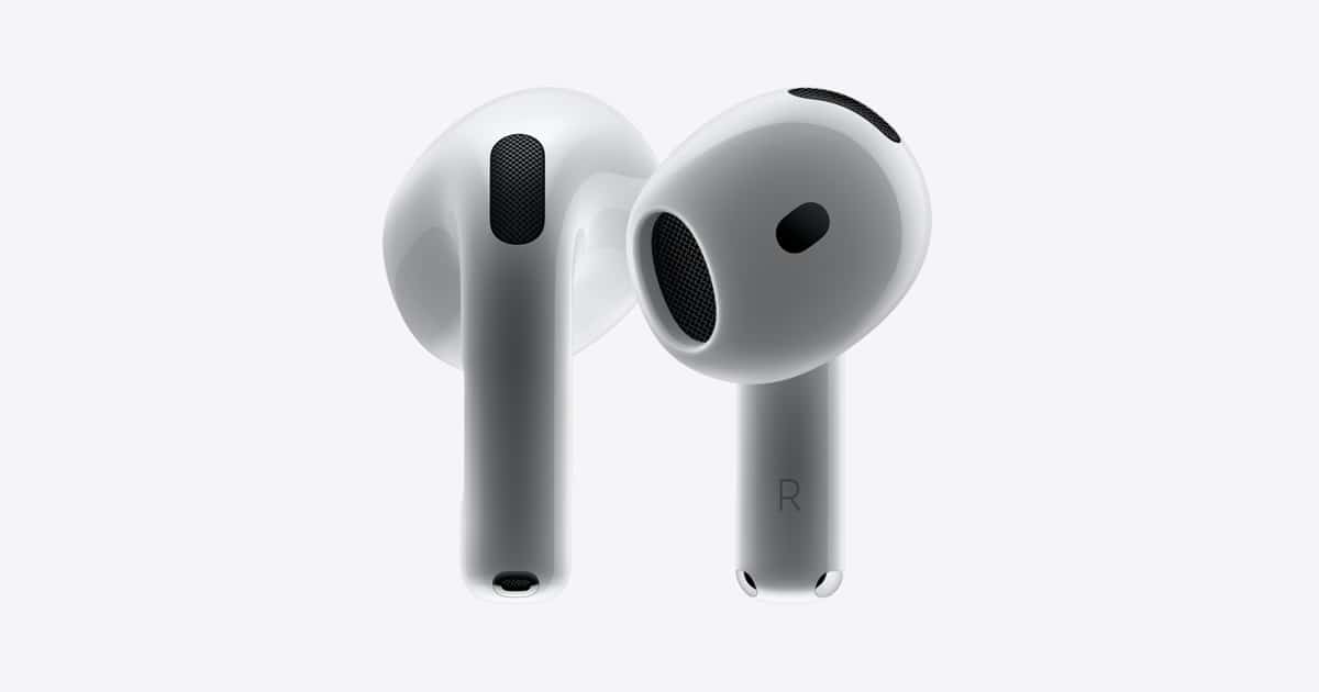 Close-up of Apple AirPods with a sleek white design.